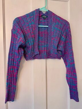 Wild Fable Size Small Purple Pink Blue Cropped Open-Front Cardigan Retro Style